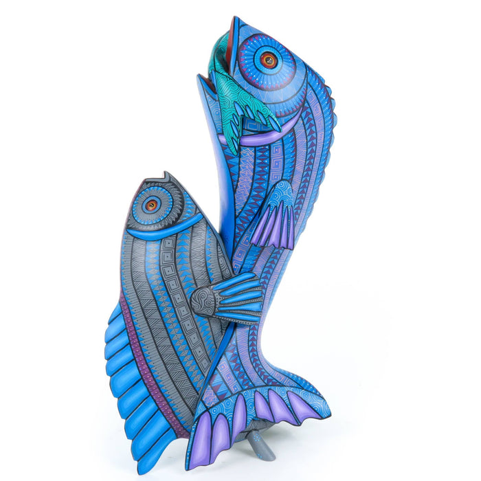 Masterpiece Dancing Fishes - Oaxacan Alebrije Wood Carving - CEMCUI