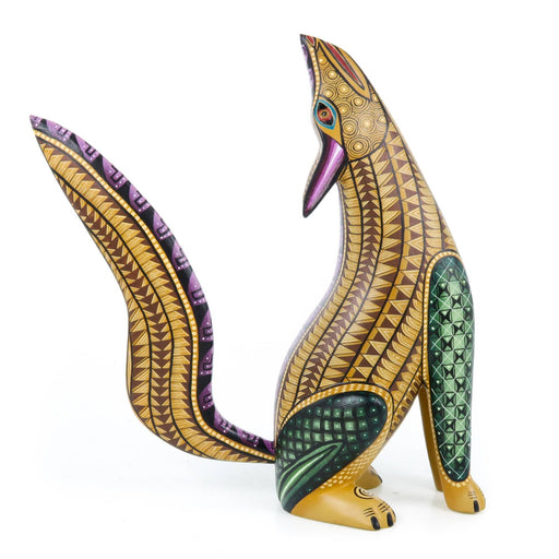 Masterpiece Yellow Coyote - Oaxacan Alebrije Wood Carving - CEMCUI