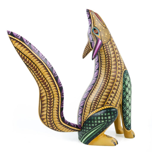 Masterpiece Yellow Coyote - Oaxacan Alebrije Wood Carving - CEMCUI