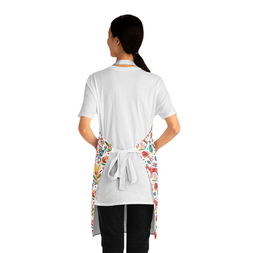 Mexican folk Apron with Otomi art for Mexican mom, Mexican food lover or Mexican chef. Gift for comadre or Tia. Mother’s Day gift ideas - CEMCUI