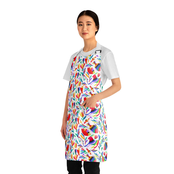 Mexican folk art Apron with colorful Otomi art. Mexican apron for Mexican mom or Mexican food lover. - CEMCUI