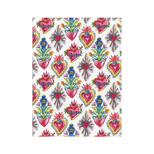 Mexican folk soft printed Blanket for him or her. Mexican folk art. Sagrado corazon - CEMCUI