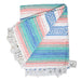 Mint, Blue & Coral Peach Mexican Falsa Blanket - CEMCUI