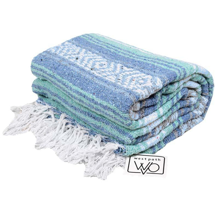 Mint Blue Ocean Mexican Falsa Yoga Blanket - CEMCUI