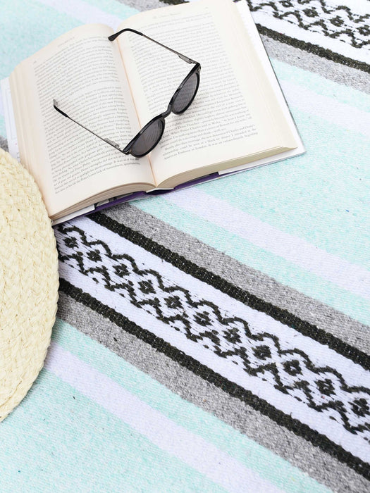 Mint & Gray Cabo Mexican Blanket - CEMCUI