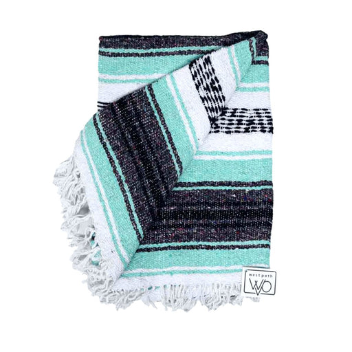 Mint & Grey Mexican Falsa Yoga Blanket - CEMCUI