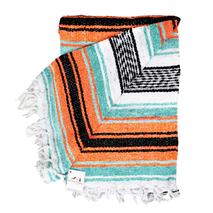 Mint & Orange Mexican Falsa Yoga Blanket - CEMCUI