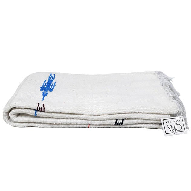 Namaste White Baja Thunderbird Yoga Blanket - CEMCUI