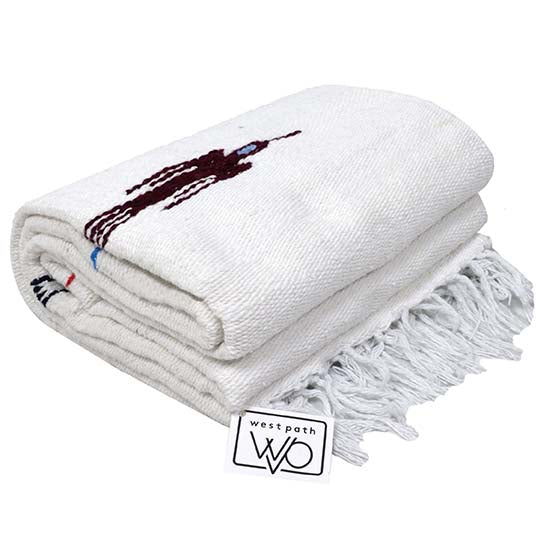 Namaste White Baja Thunderbird Yoga Blanket - CEMCUI