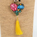 Oaxacan Alebrije Wood Carving Heart & Flowers Necklace - CEMCUI