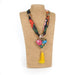 Oaxacan Alebrije Wood Carving Heart & Flowers Necklace - CEMCUI