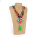 Oaxacan Alebrije Wood Carving Heart & Flowers Necklace - CEMCUI