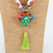 Oaxacan Alebrije Wood Carving Heart & Flowers Necklace - CEMCUI