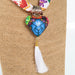 Oaxacan Alebrije Wood Carving Heart & Flowers Necklace - CEMCUI