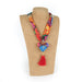 Oaxacan Alebrije Wood Carving Heart & Flowers Necklace - CEMCUI