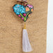 Oaxacan Alebrije Wood Carving Heart & Flowers Necklace - CEMCUI