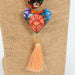 Oaxacan Alebrije Wood Carving Heart & Flowers Necklace - CEMCUI