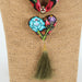 Oaxacan Alebrije Wood Carving Heart & Flowers Necklace - CEMCUI