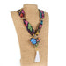 Oaxacan Alebrije Wood Carving Heart & Flowers Necklace - CEMCUI