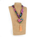 Oaxacan Alebrije Wood Carving Heart & Flowers Necklace - CEMCUI