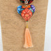 Oaxacan Alebrije Wood Carving Heart & Flowers Necklace - CEMCUI