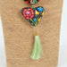 Oaxacan Alebrije Wood Carving Heart & Flowers Necklace - CEMCUI