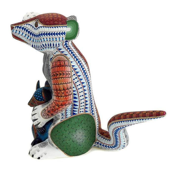 Opossum With Baby - Oaxacan Alebrije Wood Carving - Nestor Melchor - CEMCUI