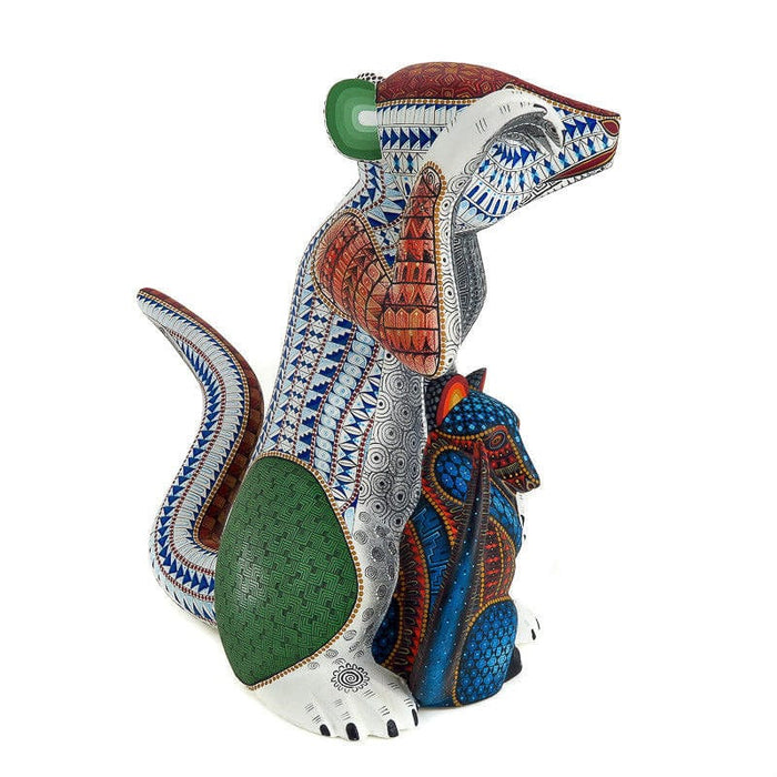 Opossum With Baby - Oaxacan Alebrije Wood Carving - Nestor Melchor - CEMCUI