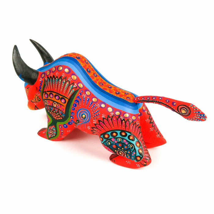 Orange Bull - Oaxacan Alebrije Wood Carving Mexican Folk Art Sculpture - CEMCUI