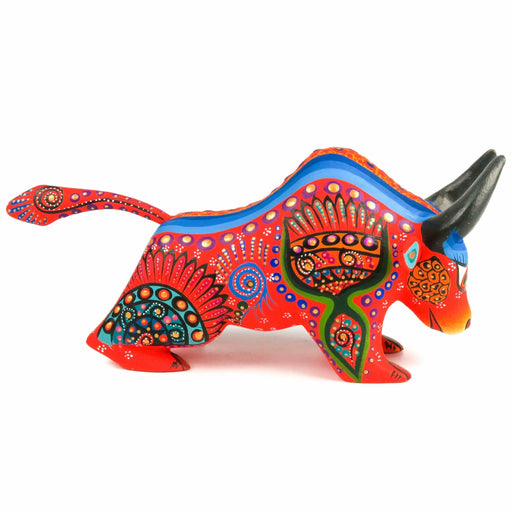 Orange Bull - Oaxacan Alebrije Wood Carving Mexican Folk Art Sculpture - CEMCUI