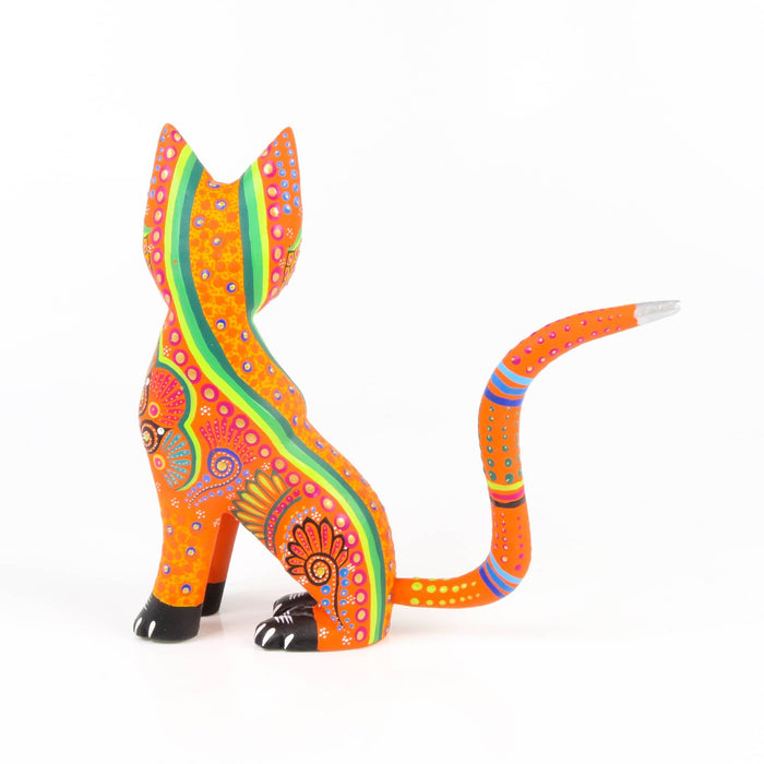 Orange Cat - Oaxacan Alebrije Wood Carving - CEMCUI