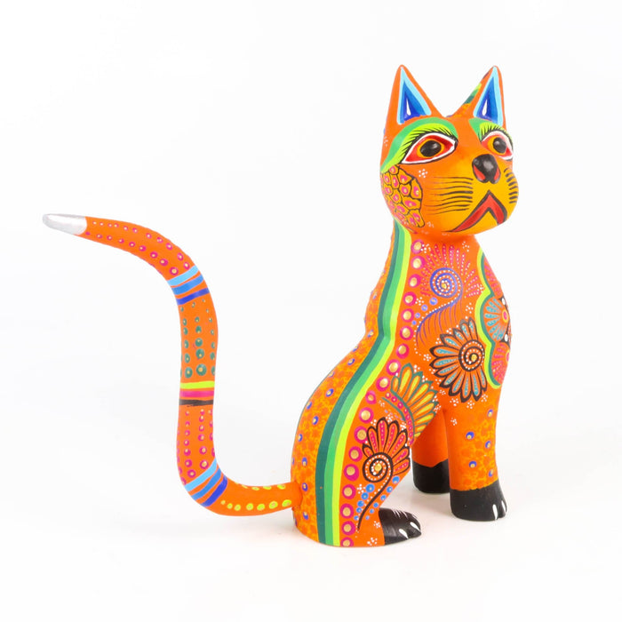 Orange Cat - Oaxacan Alebrije Wood Carving - CEMCUI