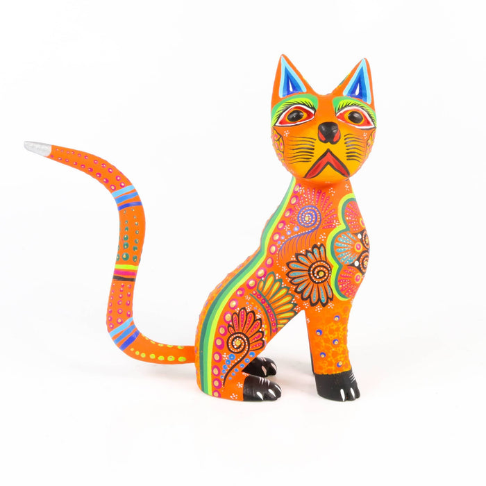 Orange Cat - Oaxacan Alebrije Wood Carving - CEMCUI