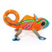 Orange Chameleon Oaxacan Alebrije Wood Carving Mexican Folk Art Sculpture - CEMCUI