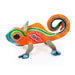 Orange Chameleon Oaxacan Alebrije Wood Carving Mexican Folk Art Sculpture - CEMCUI