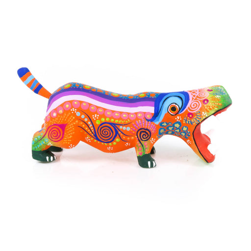 Orange Hippopotamus - Oaxacan Alebrije Wood Carving - CEMCUI