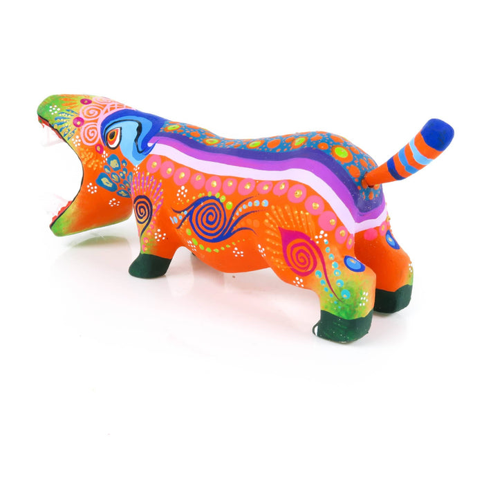 Orange Hippopotamus - Oaxacan Alebrije Wood Carving - CEMCUI