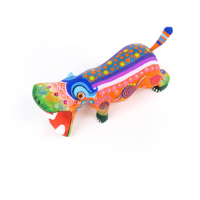 Orange Hippopotamus - Oaxacan Alebrije Wood Carving - CEMCUI