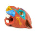 Orange Jaguar Head - Oaxacan Alebrije Wood Carving - CEMCUI