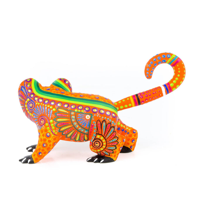 Orange Lemur Oaxacan Alebrije Wood Carving Mexican Folk Art Sculpture - CEMCUI