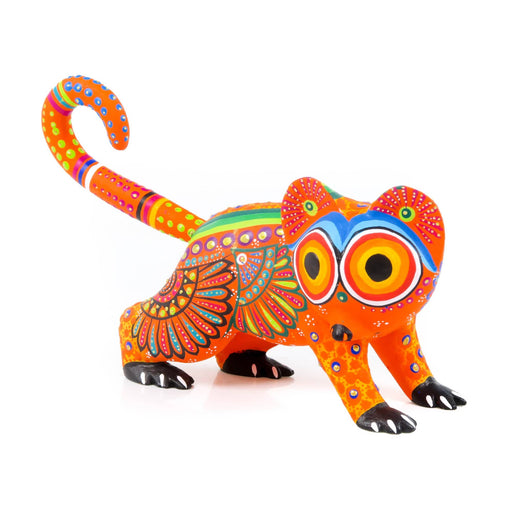 Orange Lemur Oaxacan Alebrije Wood Carving Mexican Folk Art Sculpture - CEMCUI