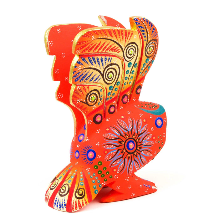 Orange Owl - Oaxacan Alebrije Wood Carving Mexican Folk Art Sculpture - CEMCUI