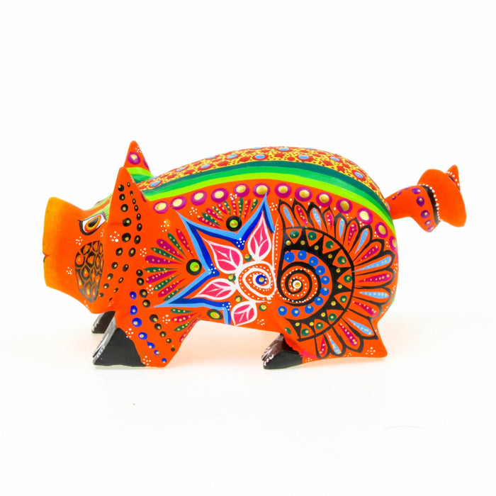 Orange Pig - Oaxacan Alebrije Wood Carving - CEMCUI