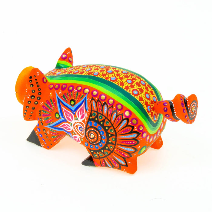 Orange Pig - Oaxacan Alebrije Wood Carving - CEMCUI