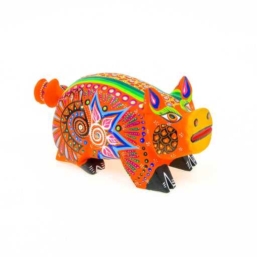 Orange Pig - Oaxacan Alebrije Wood Carving - CEMCUI