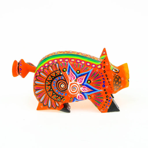 Orange Pig - Oaxacan Alebrije Wood Carving - CEMCUI