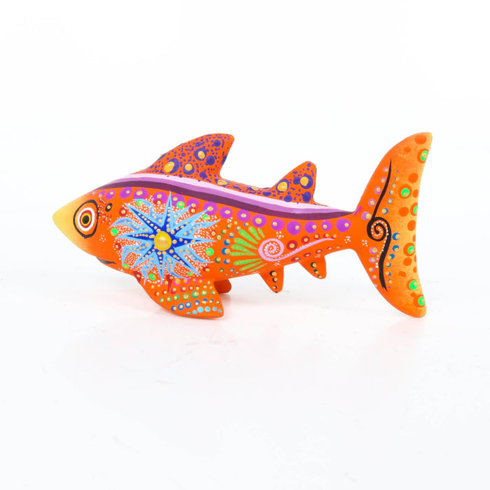 Orange Shark - Oaxacan Alebrije Wood Carving - CEMCUI