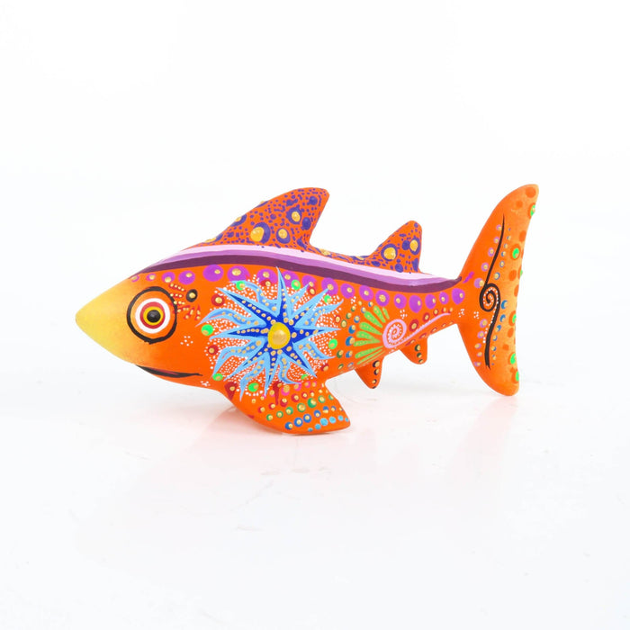 Orange Shark - Oaxacan Alebrije Wood Carving - CEMCUI