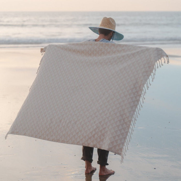 Organic Throw Blanket - Tan & Beige - CEMCUI