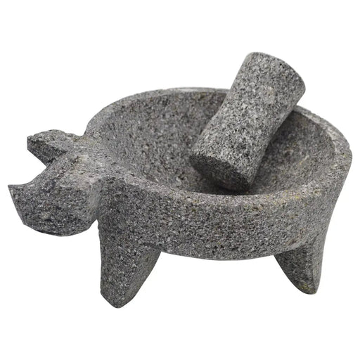 Pig Head Molcajete Natural Stone 8" - Case - 1 Units - CEMCUI